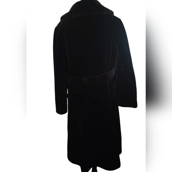 Borgazia Black Full Length Faux Fur Coat Vintage 60s - Picture 2 of 7